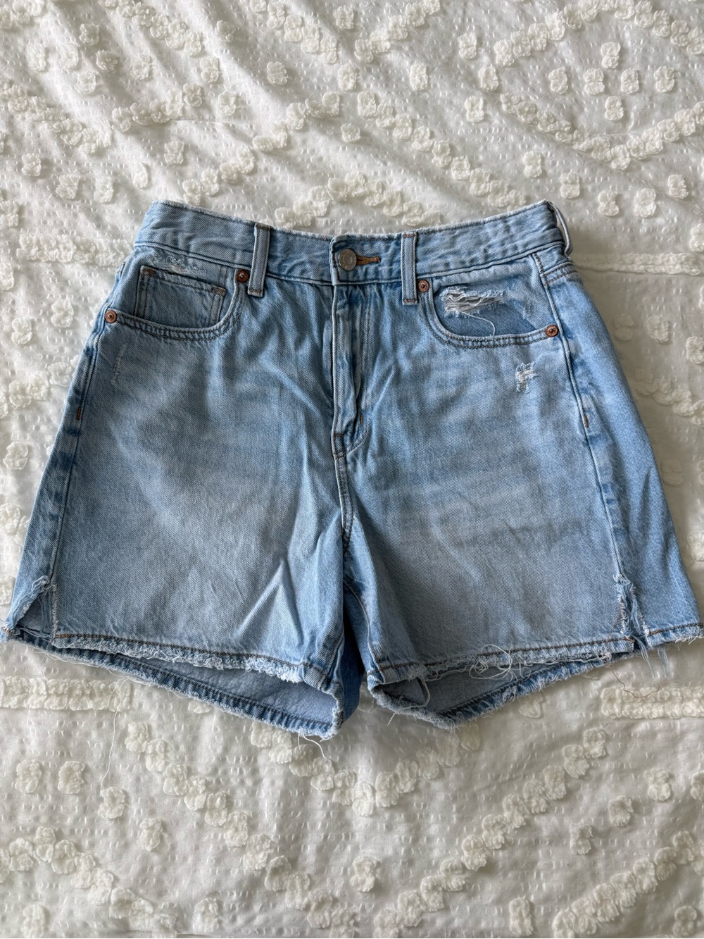 American Eagle Outfitters Light Blue Denim High-Rise Jean Shorts